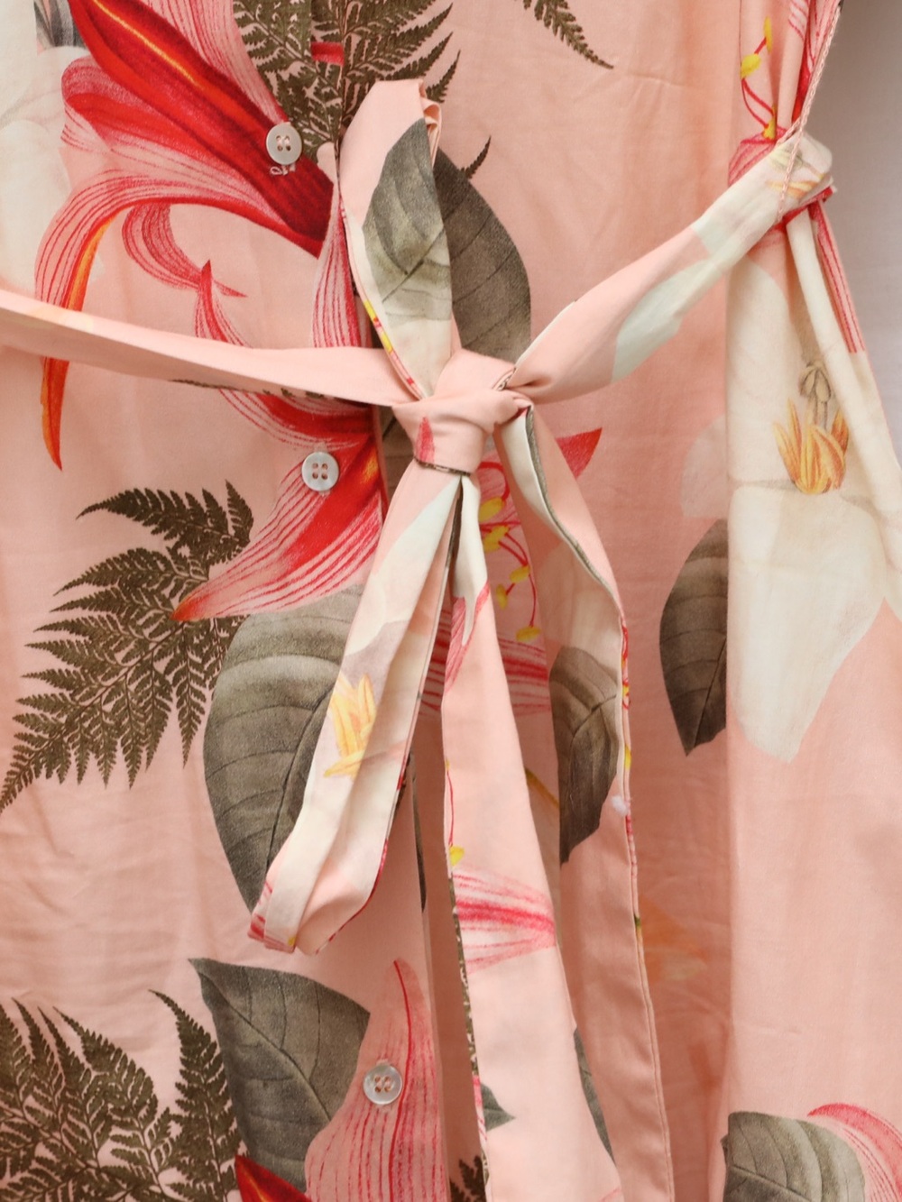 Zara Pink Tropical Floral Print Shirt dress Midi length M Medium Resortwear belt - Picture 5 of 9